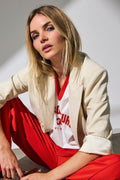 Siara Oversize Sporty V-Tee 33140 | Offwhitered