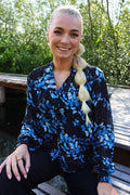 Mag Ls Vneck Shirt | Black Blue Butterfly