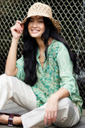 Luna Flared Sleeve Blouse | Floral Green Mix