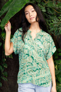 Luna Andrea S/S Top | Floral Green
