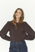 Shina Pintuck Blouse 35921 | Dark Brown