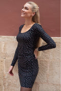 Alma Ls Turn Dress | Black Pink Holographic Dot