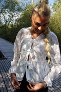 Manni Ls V Neck Blouse | White Butterfly
