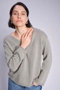 Bine Ls V-Neck Knit  |  Shadow
