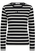 Granny Rib Emb Ls Blouse 43007 | Offwhite Black