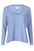 Ulla Ls Vneck Stripe Tshirt | Cobolt White Stripe