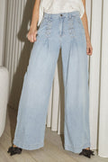Cindy Eyelet Wide Jeans 31529 | Fade Denim