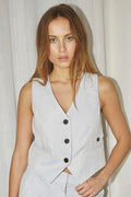 Lisa Linen Tailor Vest 30306 | Light Blue