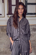 Sue Stripe Oversize Shirt 35696 | Black