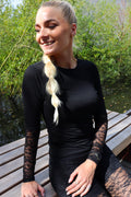 Isa Ls Lace Sleeve Blouse | Black Flower