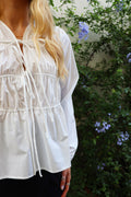Jane Ls Tie Blouse | White