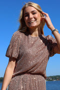 Paige Ss Blouse | Brown Sequins
