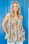 Luna Flare Strap Top | Blue Zebra