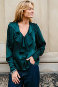 Sandie Sateen Blouse | Dark Green