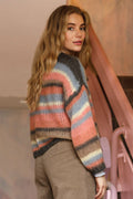Casey Multi Striped Cardigan | Soft Coral