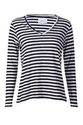 Ulla Ls Vneck Stripe Tshirt | Navy White Stripe