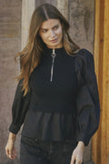 Elisabeth Mix Zip Knit 32192 | Black