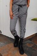 Alma Pants | Black Creme Stripe
