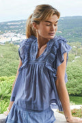 Jayla S Voile Top | Smoke Blue