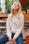 Limo Fluffy Knit Cardigan | Sand