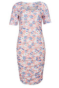 Alma Ss Turn Dress | Peachy Blue Flower