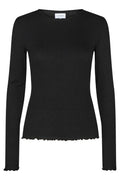 Natalia Ls Round Neck Blouse | Black