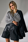 Phoebe Leather Pleat Shorts 31458 | Black