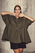 Cotton Crisp Wing Blouse 35417 | Army