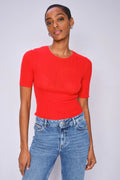 Bouch Rib Ss Knit  |  Chinese Red