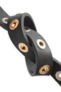 Narrow Belt Studs | Sort | Smalt bælte med guld nitte huller fra Depeche