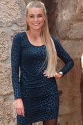 Alma Ls Turn Dress | Dusty Navy Leo