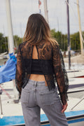 Floral Emb Lace Blouse | Black
