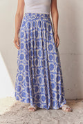 Long Flared Floral Skirt | Blue