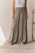 Eli Saa Solid Long Skirt | Kaki