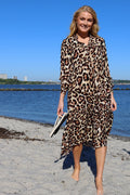 Mag Ls Vneck Dress | Brown Leo
