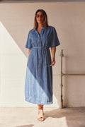 Agnes Midi Dress |  Greyish Light Blue