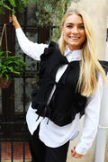 Asta Frill Vest | Black Denim