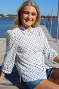 Flora Ls Blouse | Navy Heart