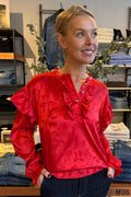 Tia Ls Frill Blouse | Red Bow