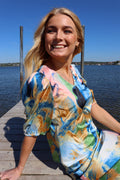 Pam Blouse | Blue Gold Marble