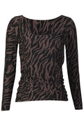 Alma Ls Turn Top | Dark Brown Zebra