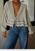 Lacey Tie Shirt | Beige