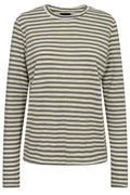 Ulla Ls Stripe Tshirt | Dark Army White Stripe