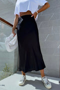 Leyla Lee Satin Skirt | Black