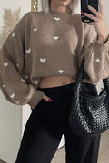 Dotty Hearts Knit | Taupe