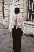 Floral Emb Lace Blouse | White